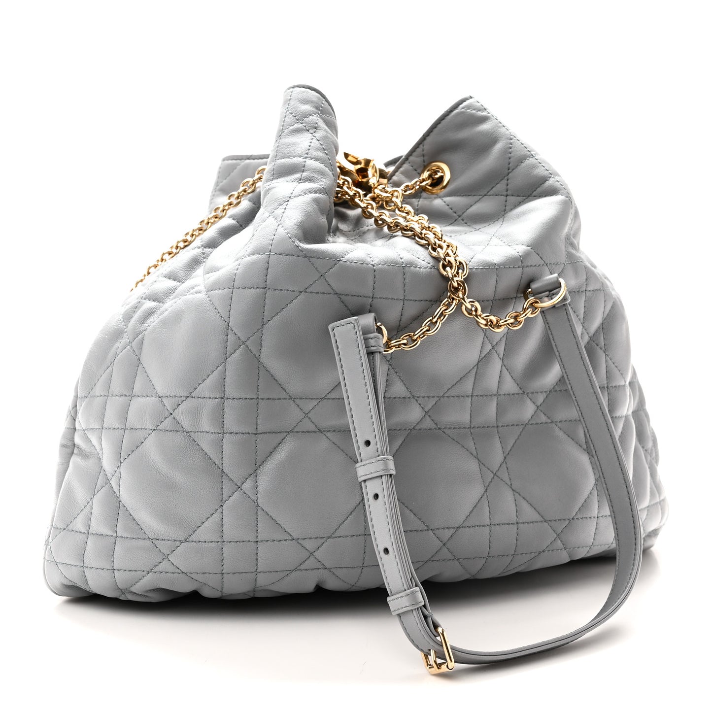 Lambskin Supple Macrocannage Ammi Bag Grey