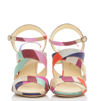 Chanel Fabric Camellia Embossed Sandals 39 Multicolor 2 of 8