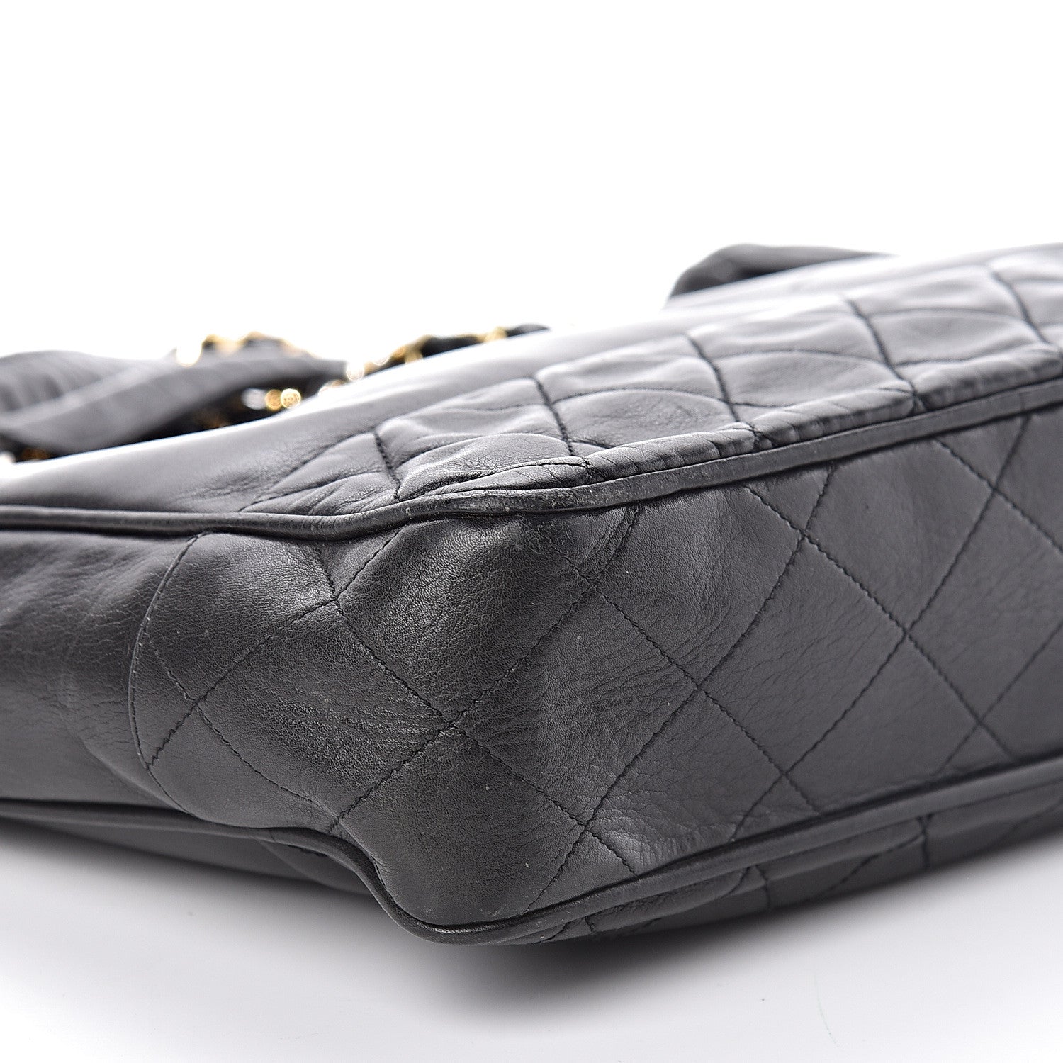 Chanel Lambskin Quilted Shopping Tote Black 12 of 15