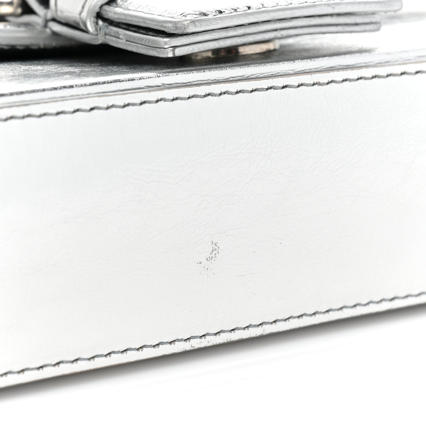 Smooth Metallic Calfskin Small Lindsay Shoulder Bag Silver