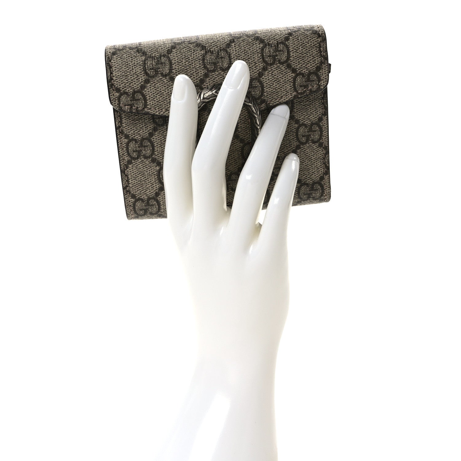 Gucci GG Supreme Monogram Dionysus Card Case Wallet Beige Taupe 2 of 6