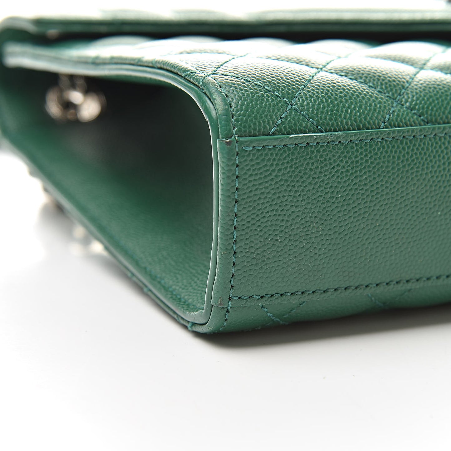 Grain De Poudre Textured Mixed Matelasse Triquilt Medium Monogram Satchel Green