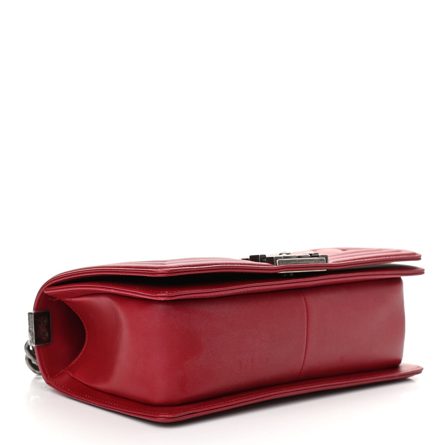 Calfskin Chevron Quilted Medium Boy Flap Dark Red