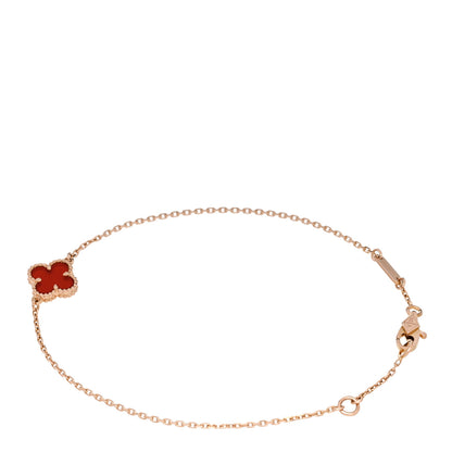 Van Cleef & Arpels 18K Rose Gold Carnelian Sweet Alhambra Bracelet 2 of 5
