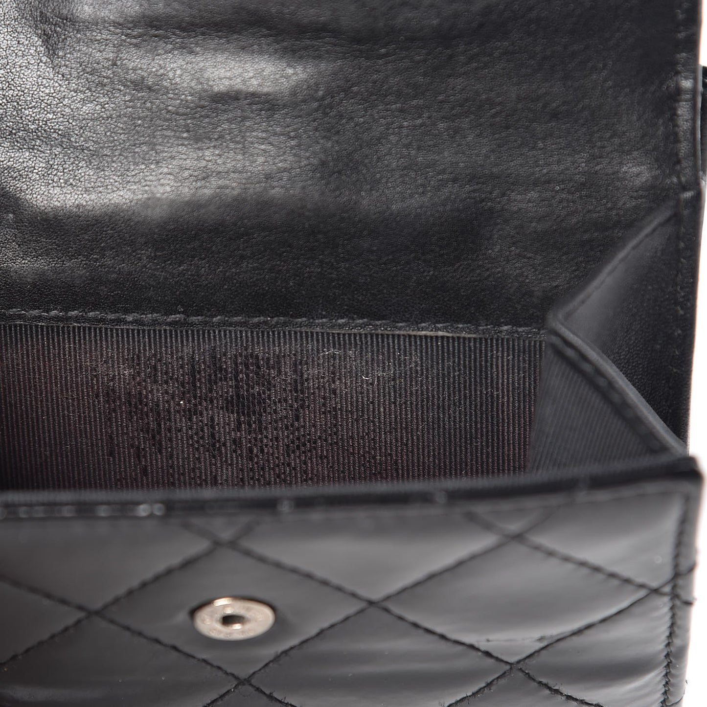 Patent Quilted Compact French Flap Wallet Black