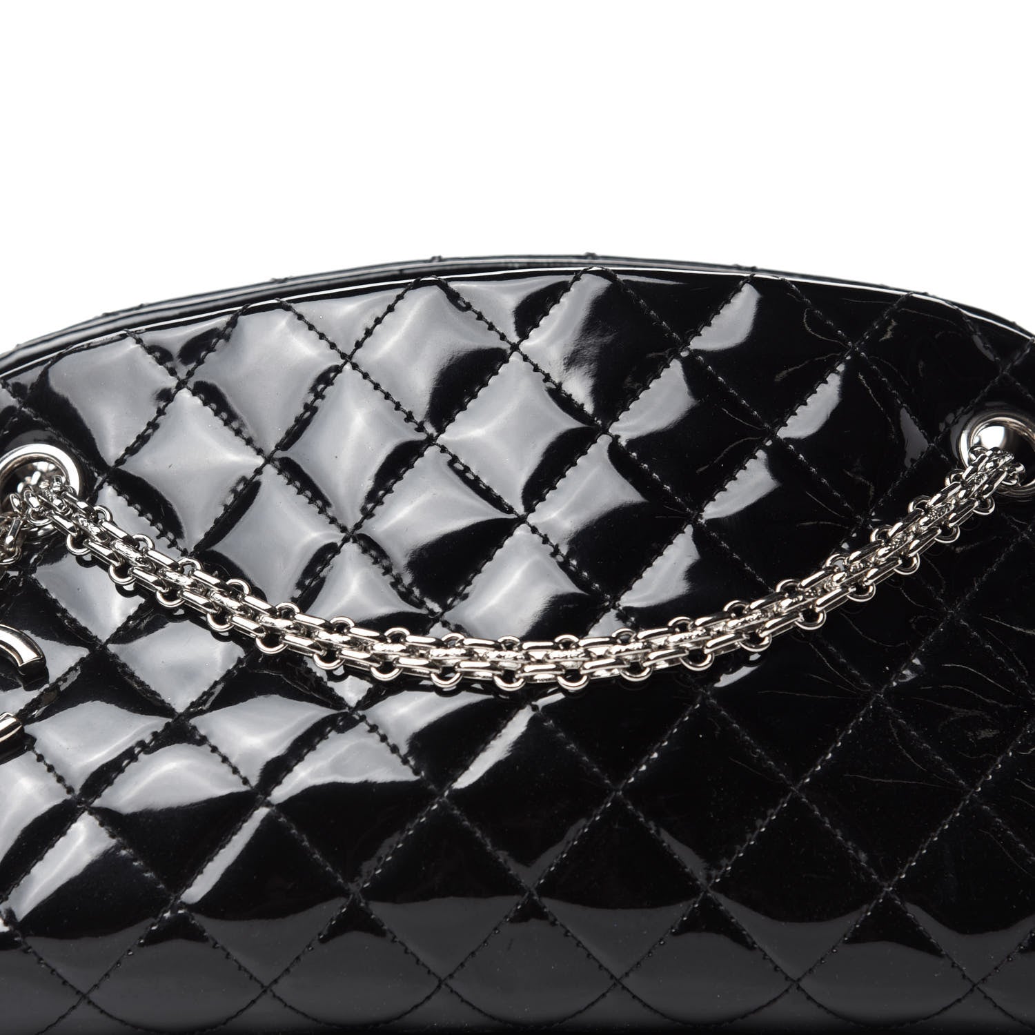 Chanel Patent Quilted Medium Just Mademoiselle Bowling Bag Black 10 of 10