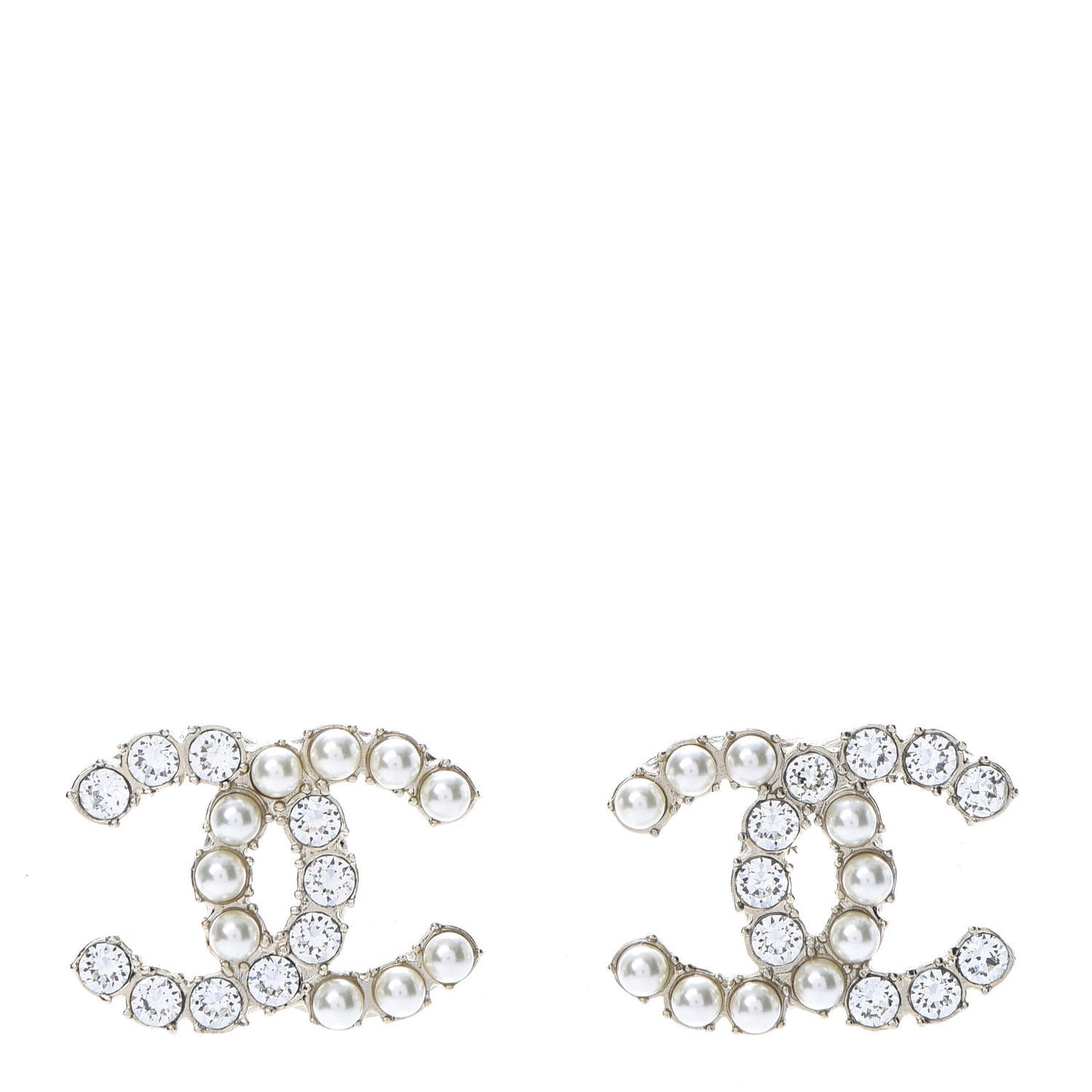 Crystal Pearl CC Dazzling Domino Earrings Gold