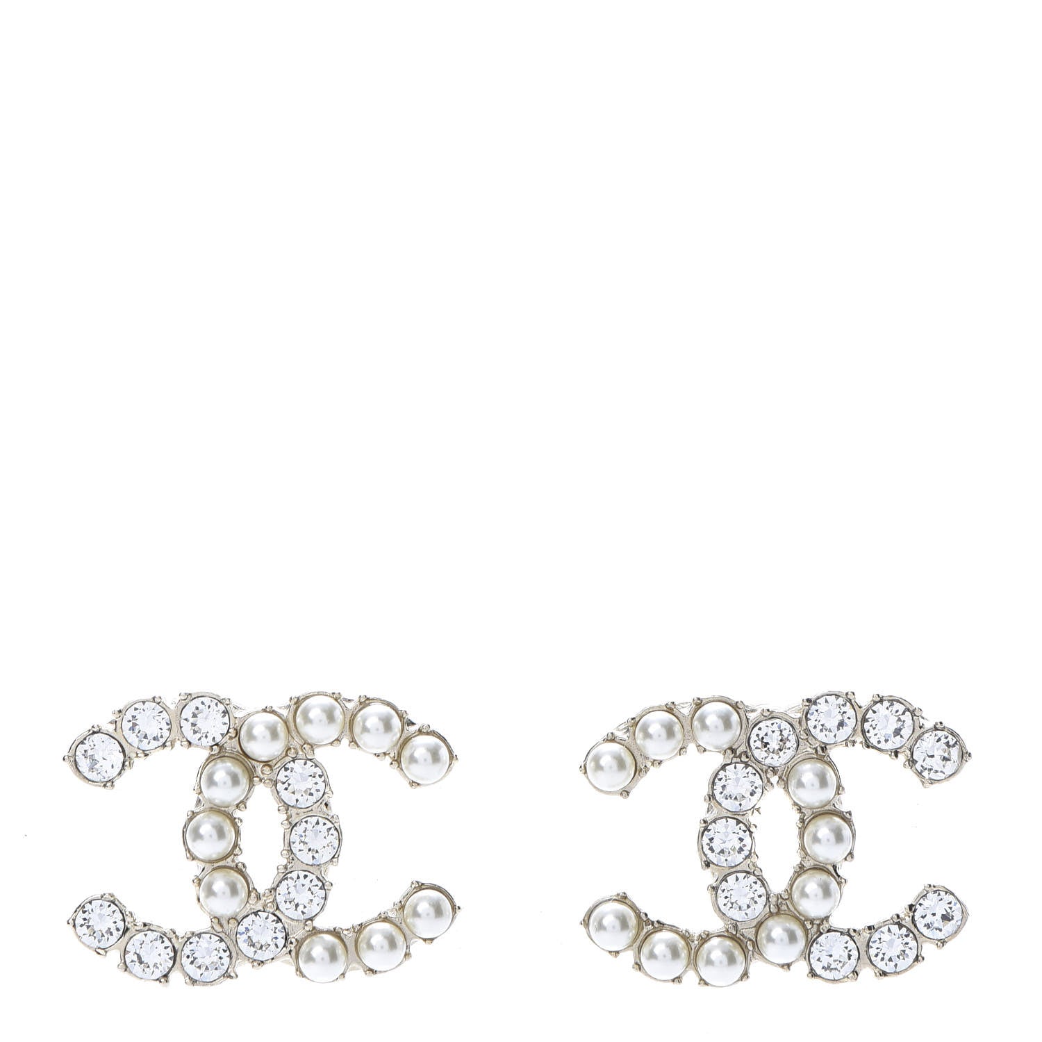 Chanel Crystal Pearl CC Dazzling Domino Earrings Gold 1 of 5