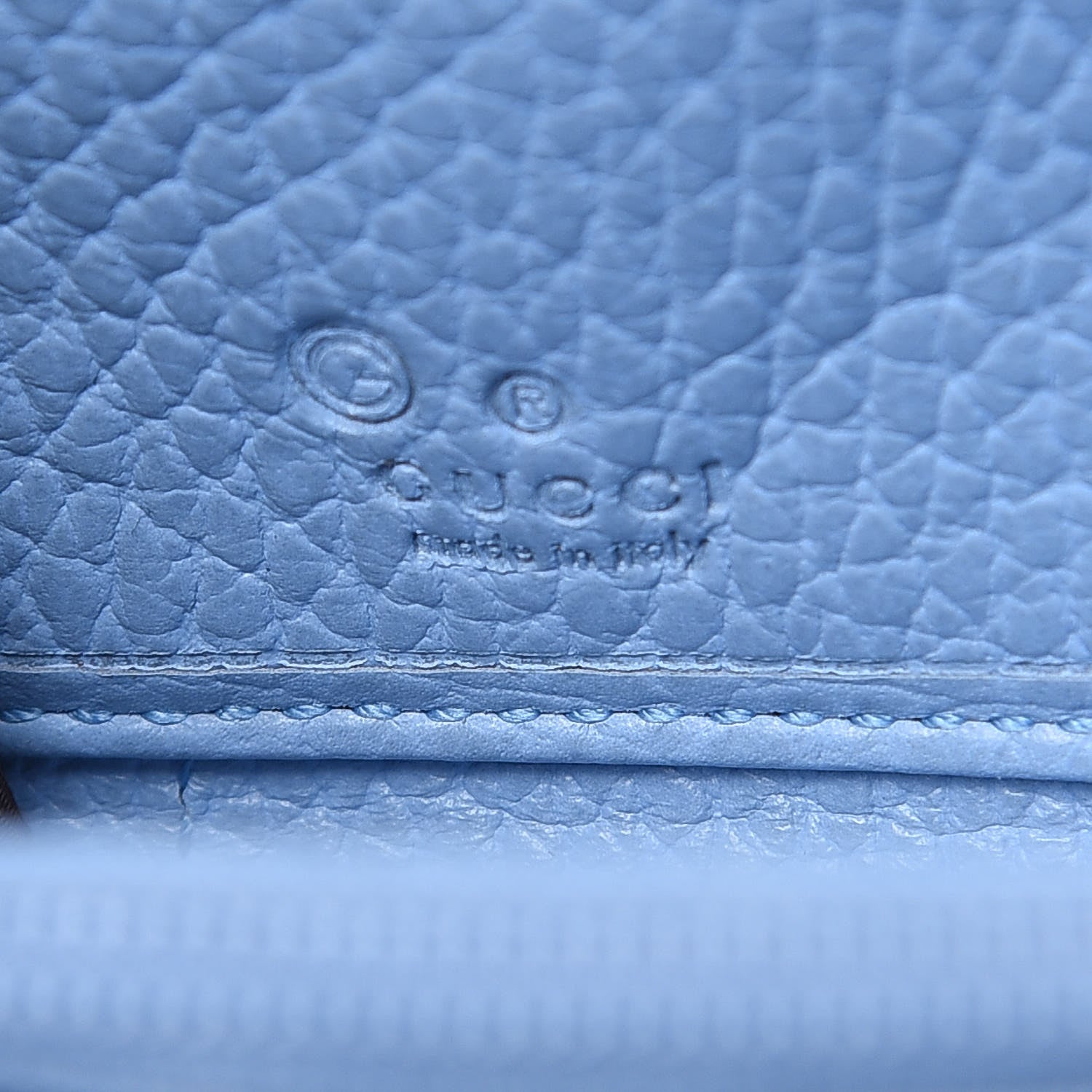 Gucci Monogram Dollar Calfskin Zip Around Wallet Beige Ebony Mineral Blue 6 of 10