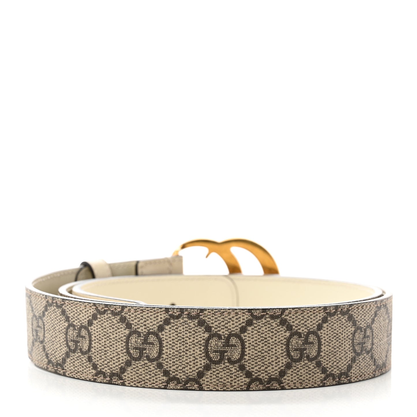 GG Supreme Monogram Matte Plutone Calfskin Double G 30mm Belt 95 38 Beige Ebony Mystic White
