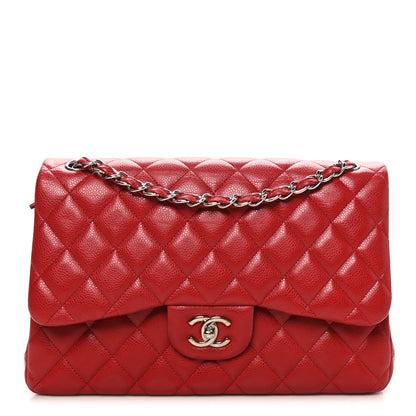 Chanel Caviar Quilted Jumbo Double Flap Dark Red 1 of 11