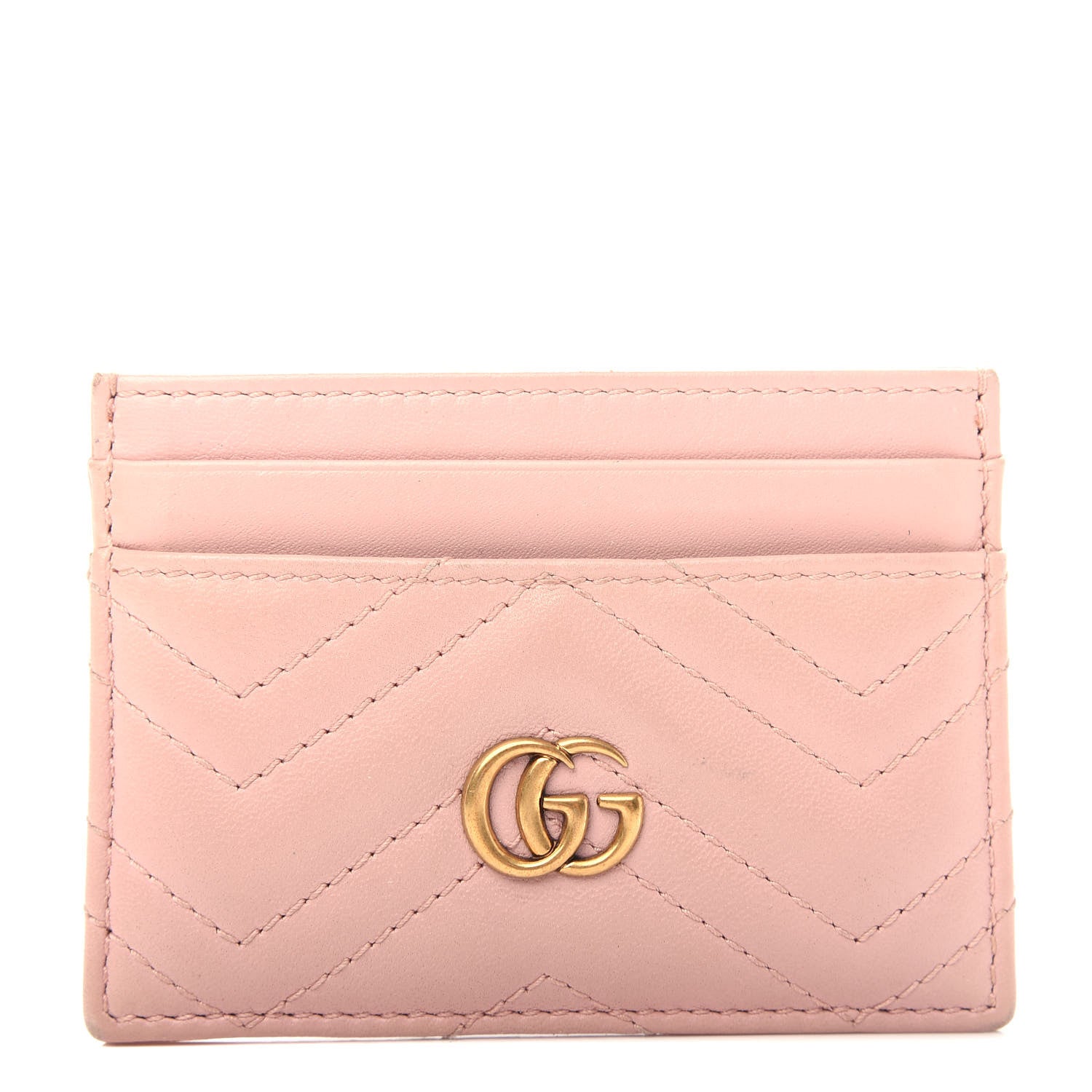 Gucci Calfskin Matelasse GG Marmont Card Holder Perfect Pink 1 of 7