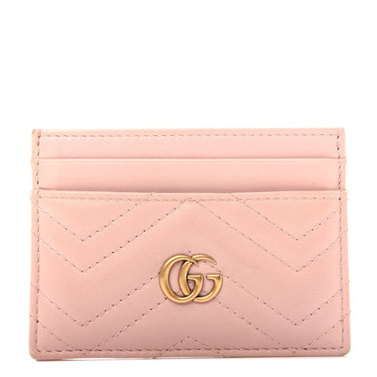 Gucci Calfskin Matelasse GG Marmont Card Holder Perfect Pink 1 of 7