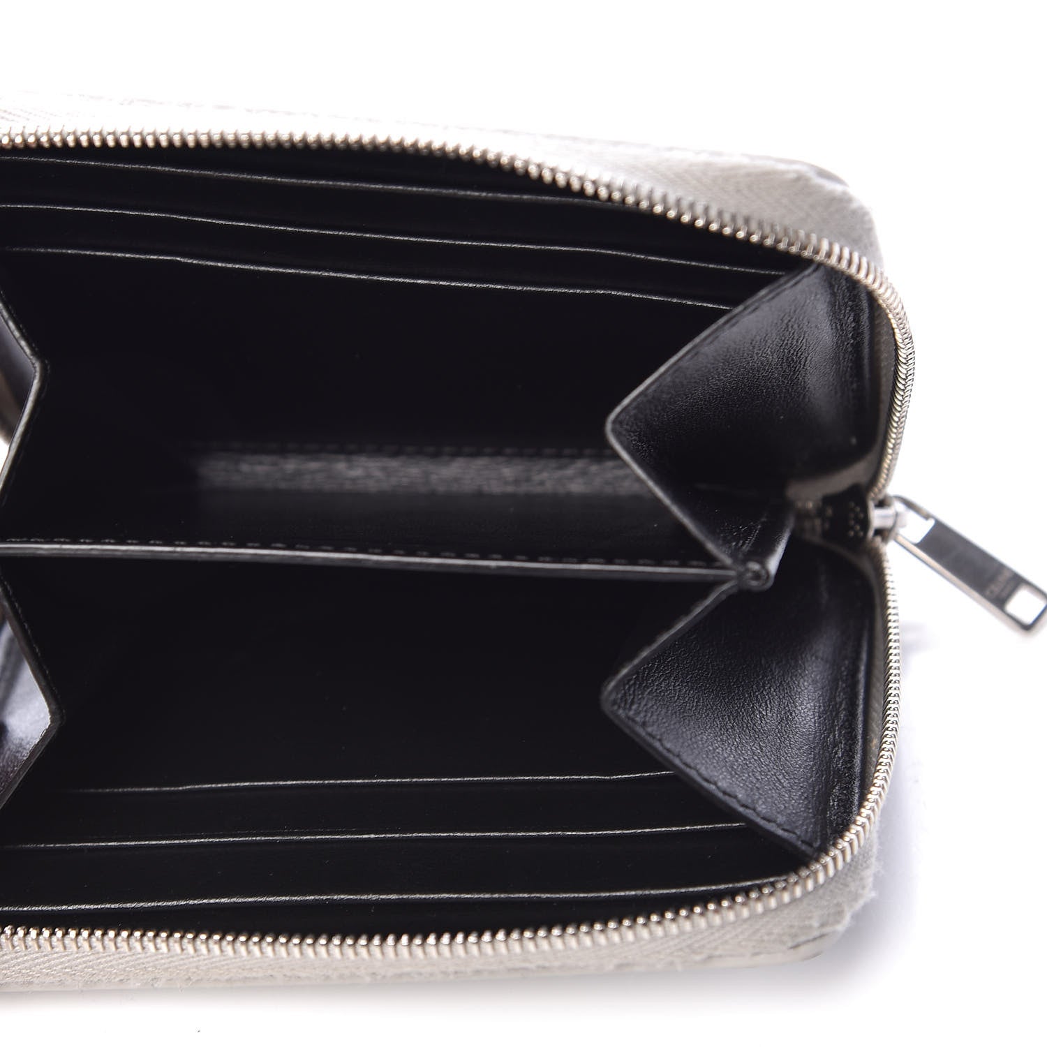 Celine Laminated Grained Calfskin Compact Zipped Wallet Silver 5 of 8