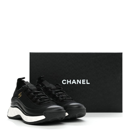 Chanel Velvet Calfskin Mixed Fibers CC Sneakers 35 Black 9 of 9