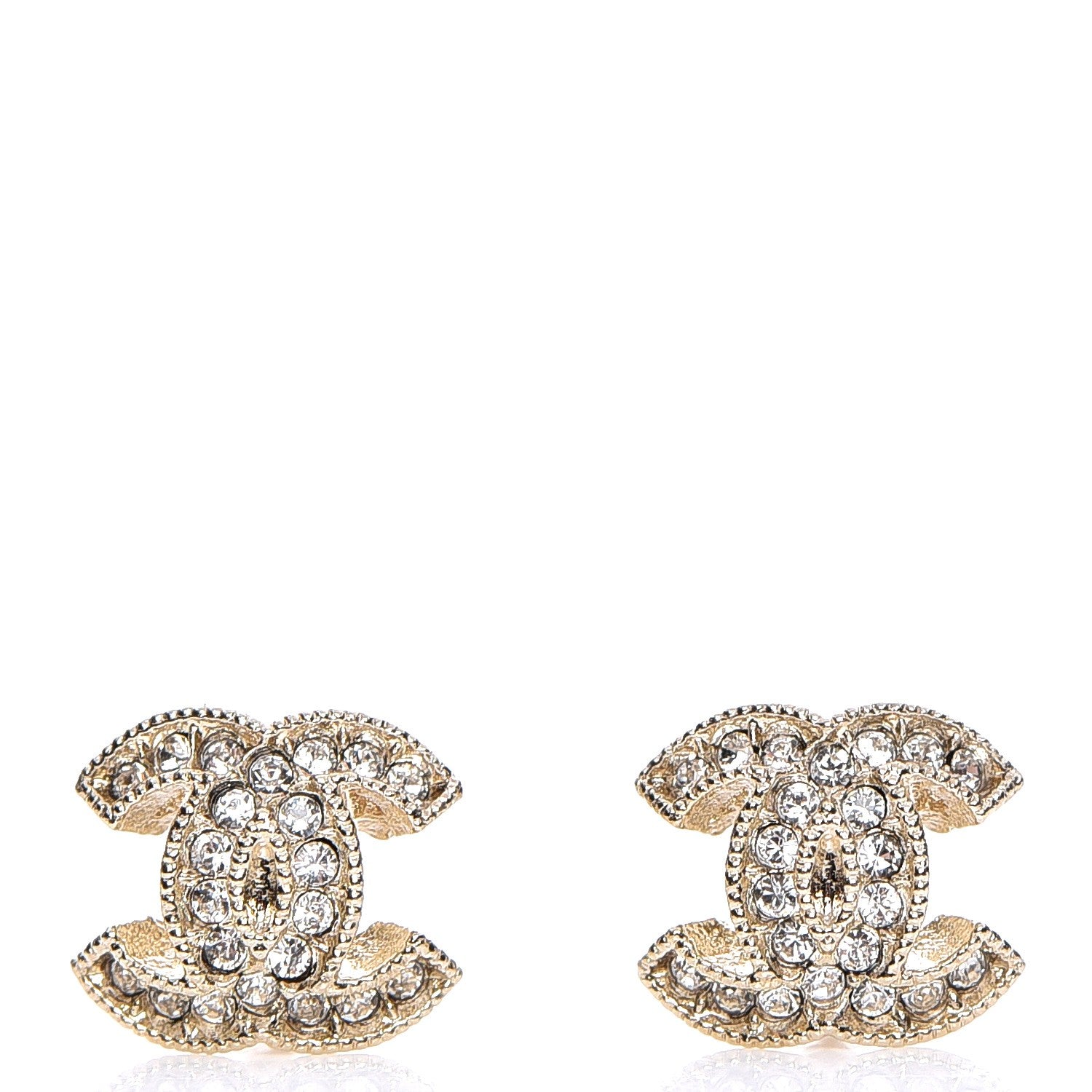 Chanel Crystal CC Earrings Gold 1 of 5