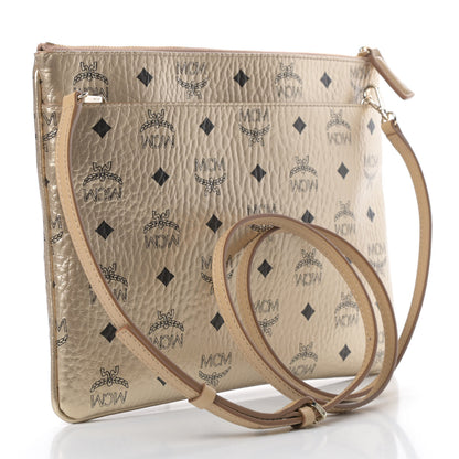 MCM Metallic Visetos Medium Crossbody Pouch Berline Gold 3 of 11