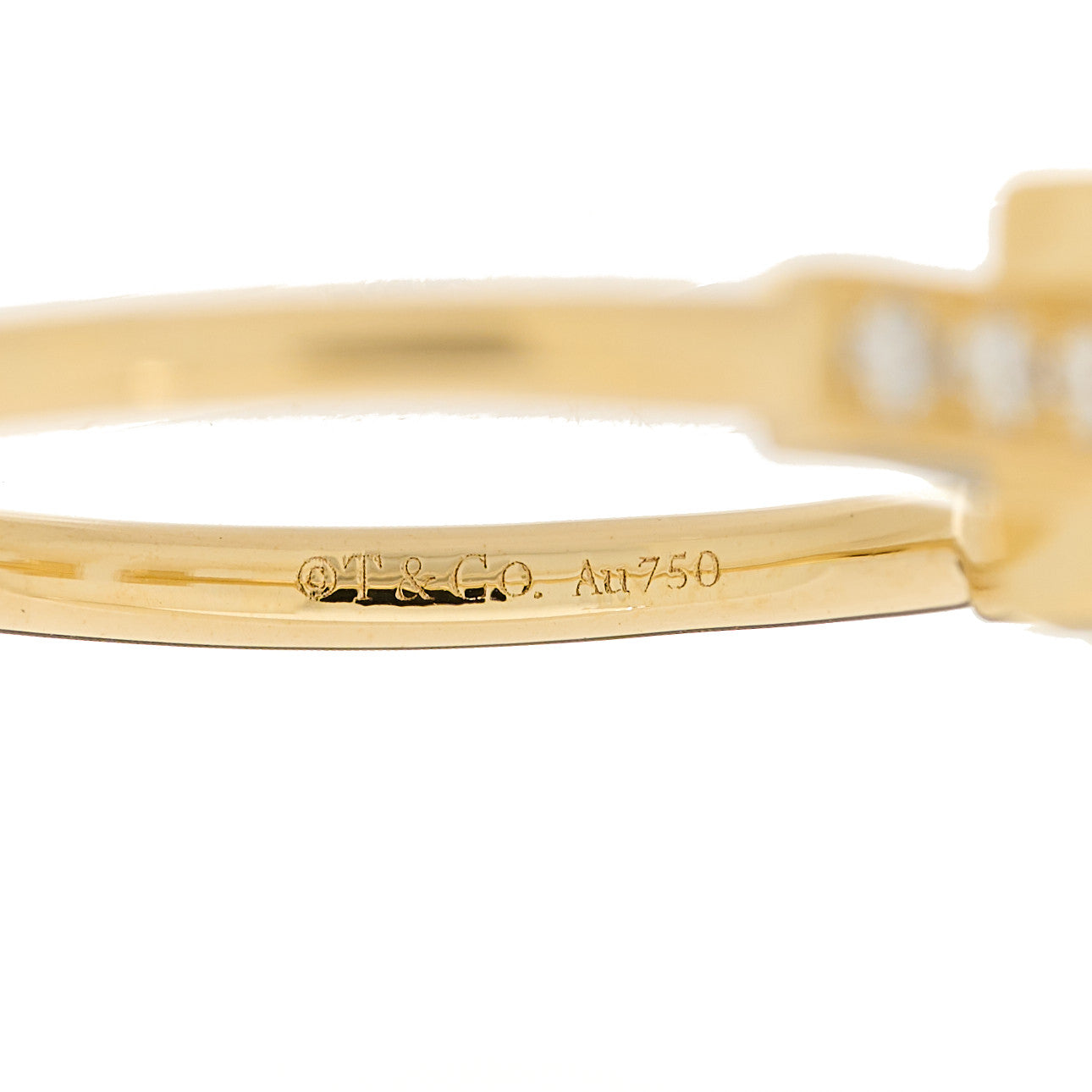 18K Yellow Gold Diamond T Wire Ring 54 7