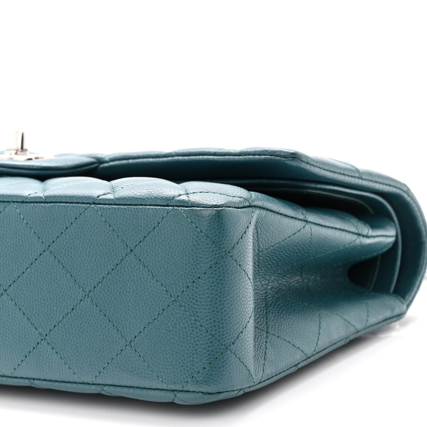 Caviar Quilted Medium Double Flap Dark Turquoise