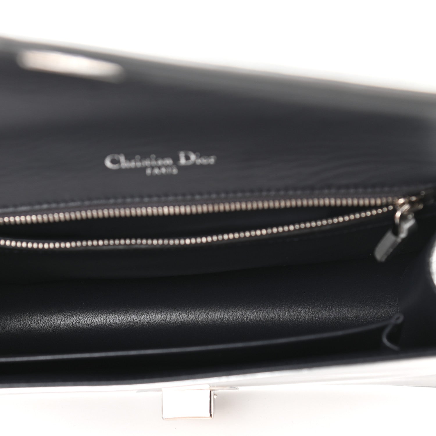 Christian Dior Metallic Patent Micro-Cannage Medium Diorama Flap Bag Silver 5 of 8