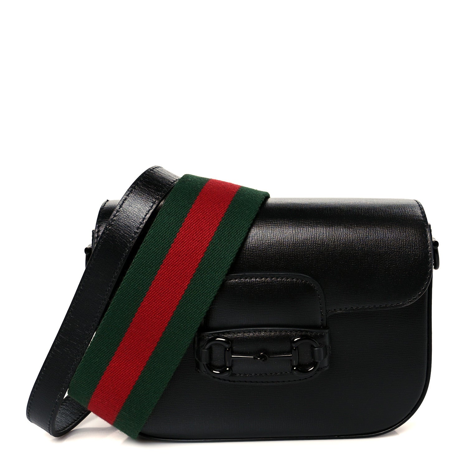Gucci Azalea Calfskin Web Monochrome Small Horsebit 1955 Shoulder Bag Black 1 of 12