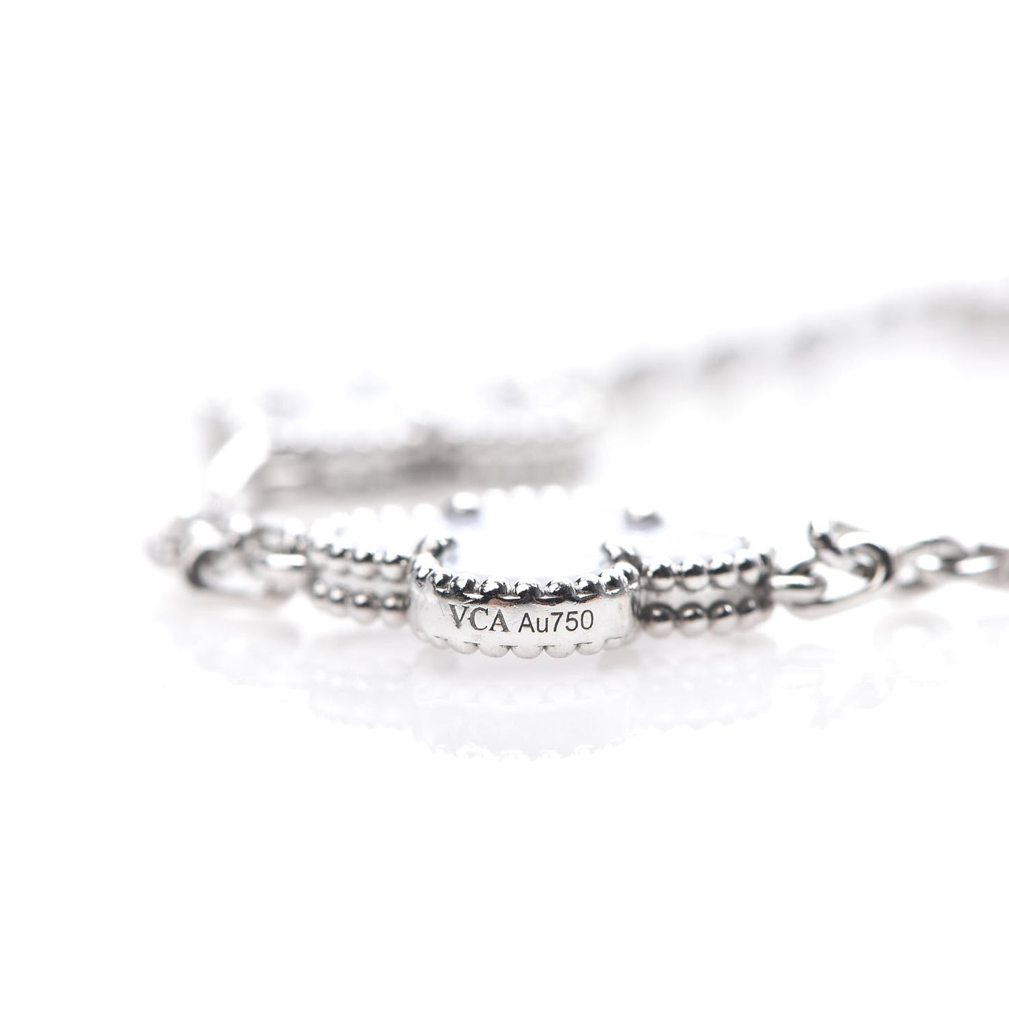 18K White Gold Chalcedony 5 Motifs Vintage Alhambra Bracelet