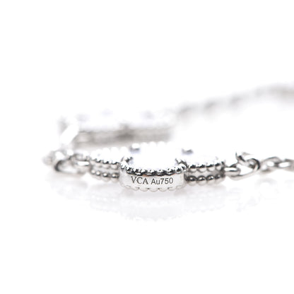 Van Cleef & Arpels 18K White Gold Chalcedony 5 Motifs Vintage Alhambra Bracelet 5 of 5