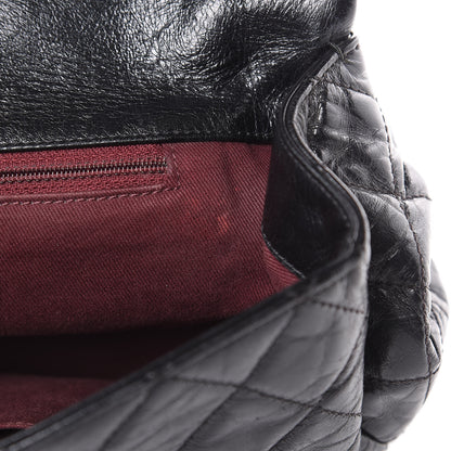 Chanel Glazed Calfskin Castle Rock Large Flap Black Burgundy 18 of 19