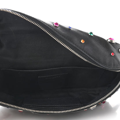 Saint Laurent Calfskin Crystal Embellished Monogram Belt Bag Black 5 of 10