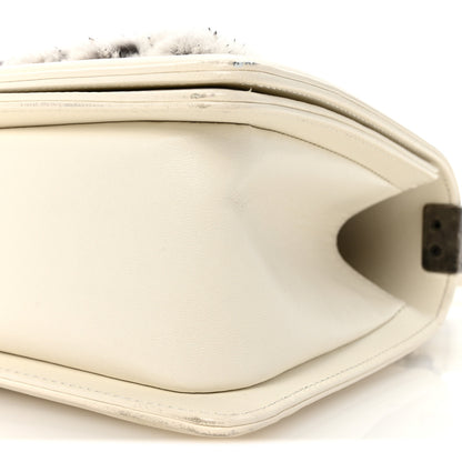 Chanel Fur Calfskin Medium Boy Flap White Silver 10 of 10