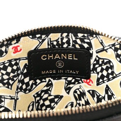 Chanel Caviar Metal Quilted Striated Zip Card Holder Wallet Black 6 of 9