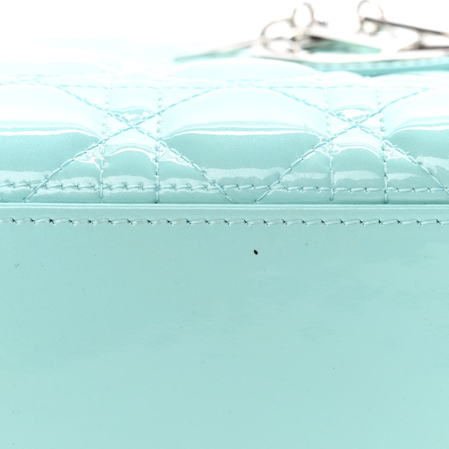 Patent Cannage Medium Lady Dior Light Blue
