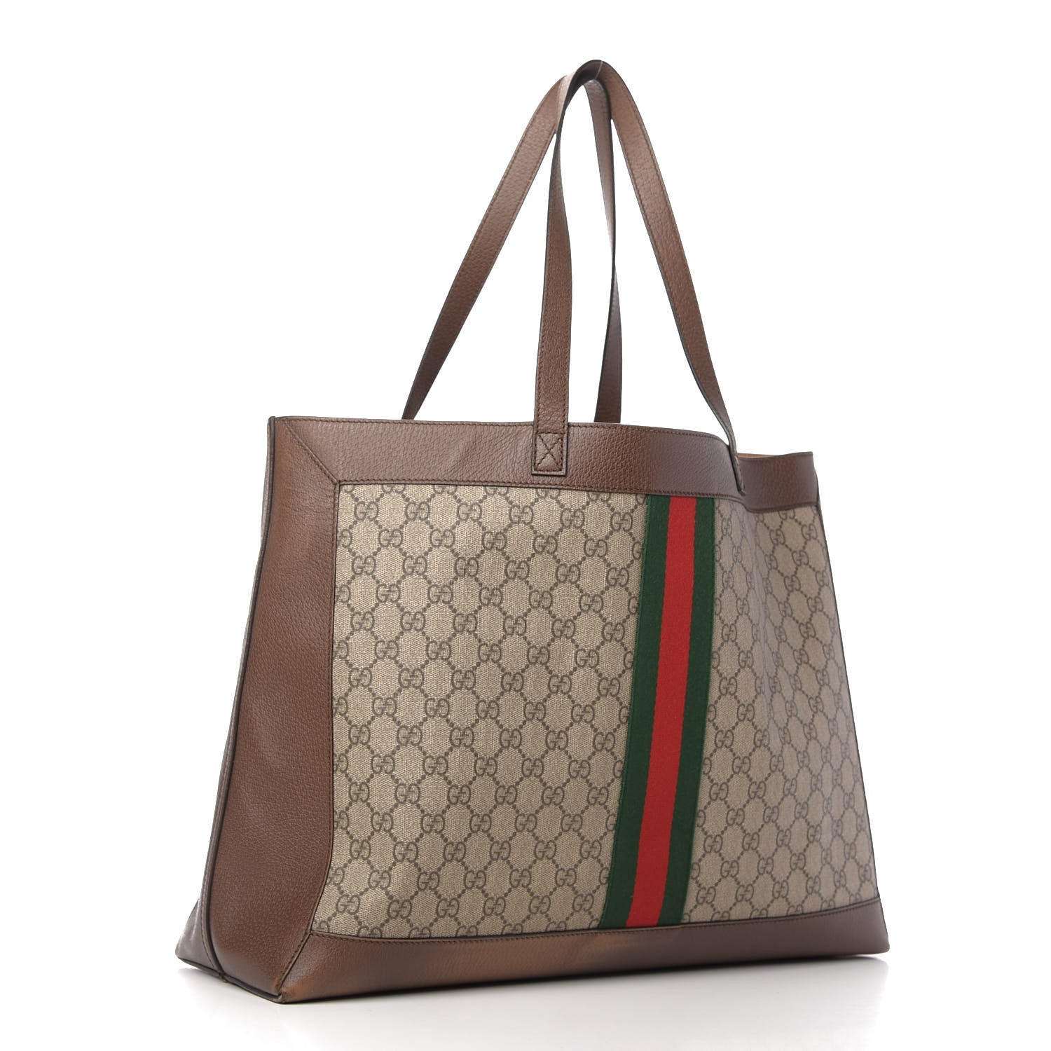 Gucci GG Supreme Monogram Web Large Ophidia Tote Brown 3 of 10