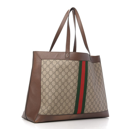 Gucci GG Supreme Monogram Web Large Ophidia Tote Brown 3 of 10