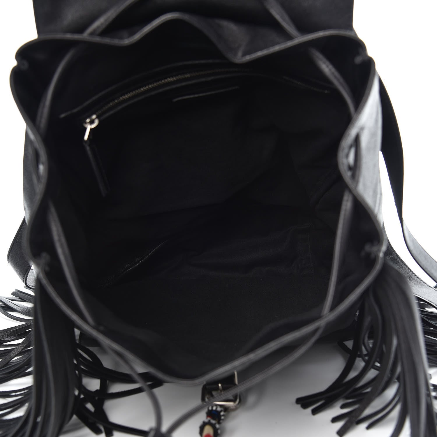 Saint Laurent Calfskin Fringe Festival Backpack Black 5 of 10
