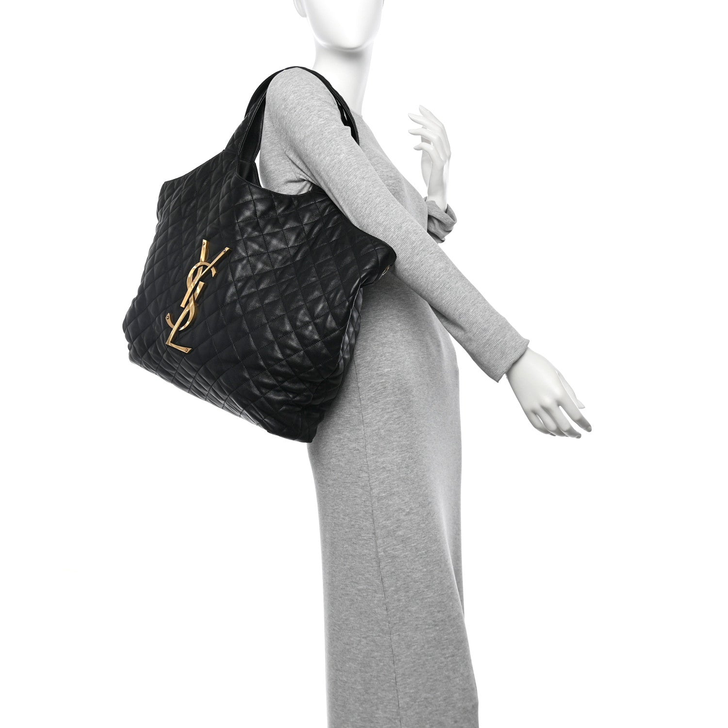 Saint Laurent Lambskin Quilted Maxi Icare Shopping Tote Black 3 of 23