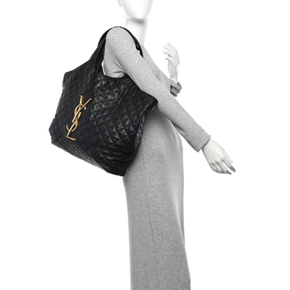 Saint Laurent Lambskin Quilted Maxi Icare Shopping Tote Black 3 of 23