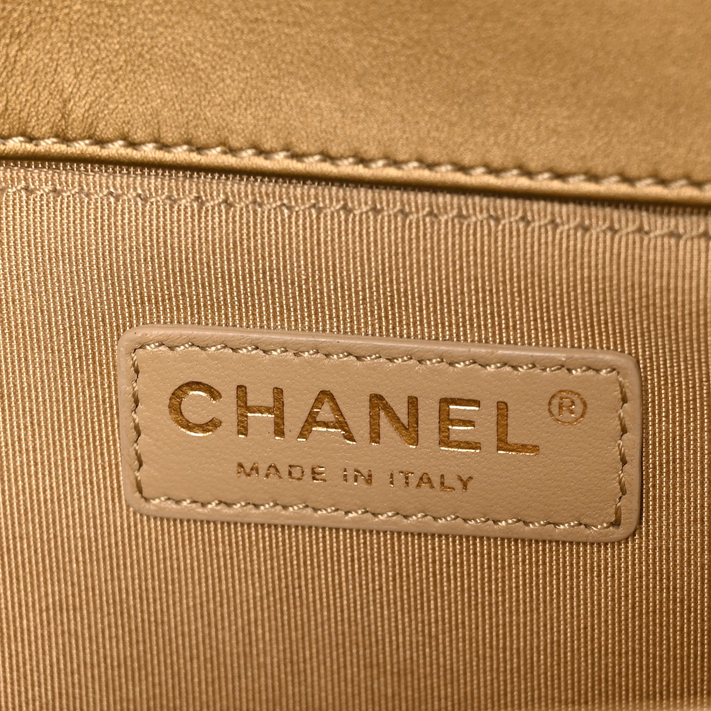 Metallic Patent Calfskin Quilted Medium Boy Flap Gold