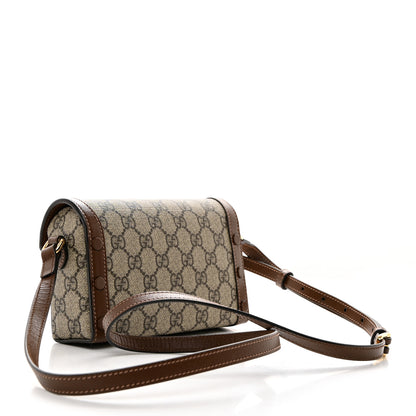 Gucci GG Supreme Monogram Mini Horsebit 1955 Shoulder Bag Beige Brown Sugar 3 of 10