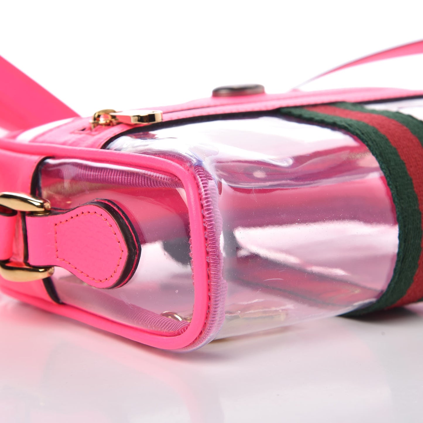 Vinyl Web Mini Ophidia Transparent Shoulder Bag Fluorescent Fuchsia