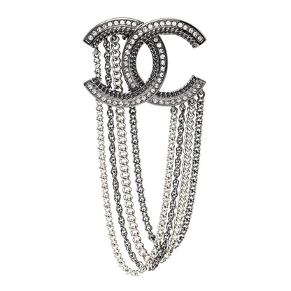 Chanel Ruthenium Crystal Multi Strand Chain CC Brooch Silver 1 of 4