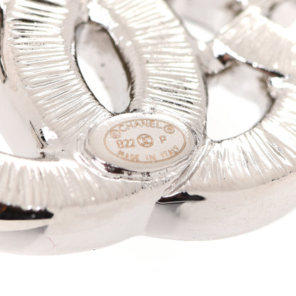 Chanel Baguette Crystal Double CC Earrings Silver 4 of 5