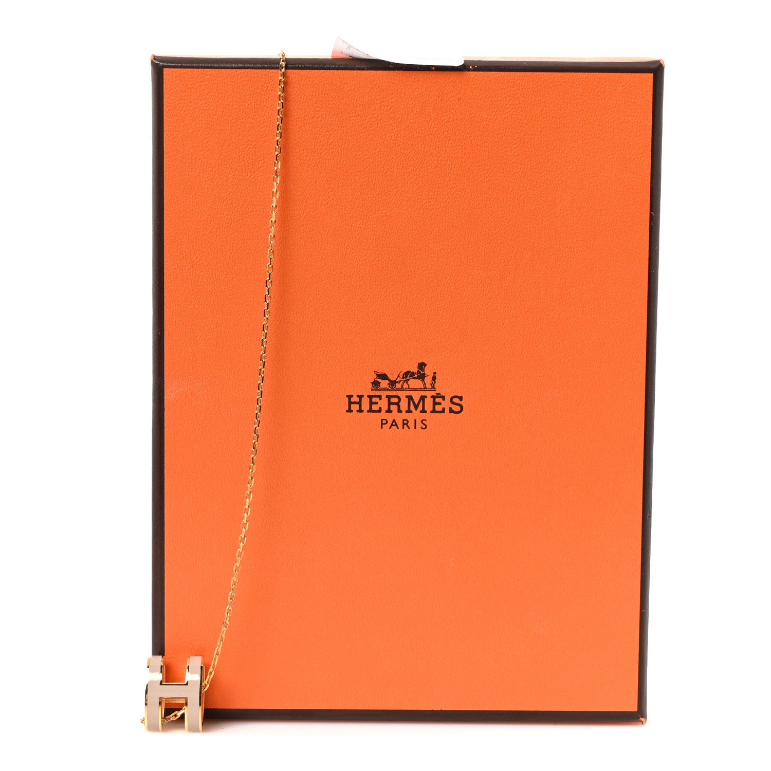 Hermes Lacquered Gold Pop H Pendant Necklace Marron Glace 5 of 5