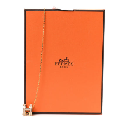 Hermes Lacquered Gold Pop H Pendant Necklace Marron Glace 5 of 5