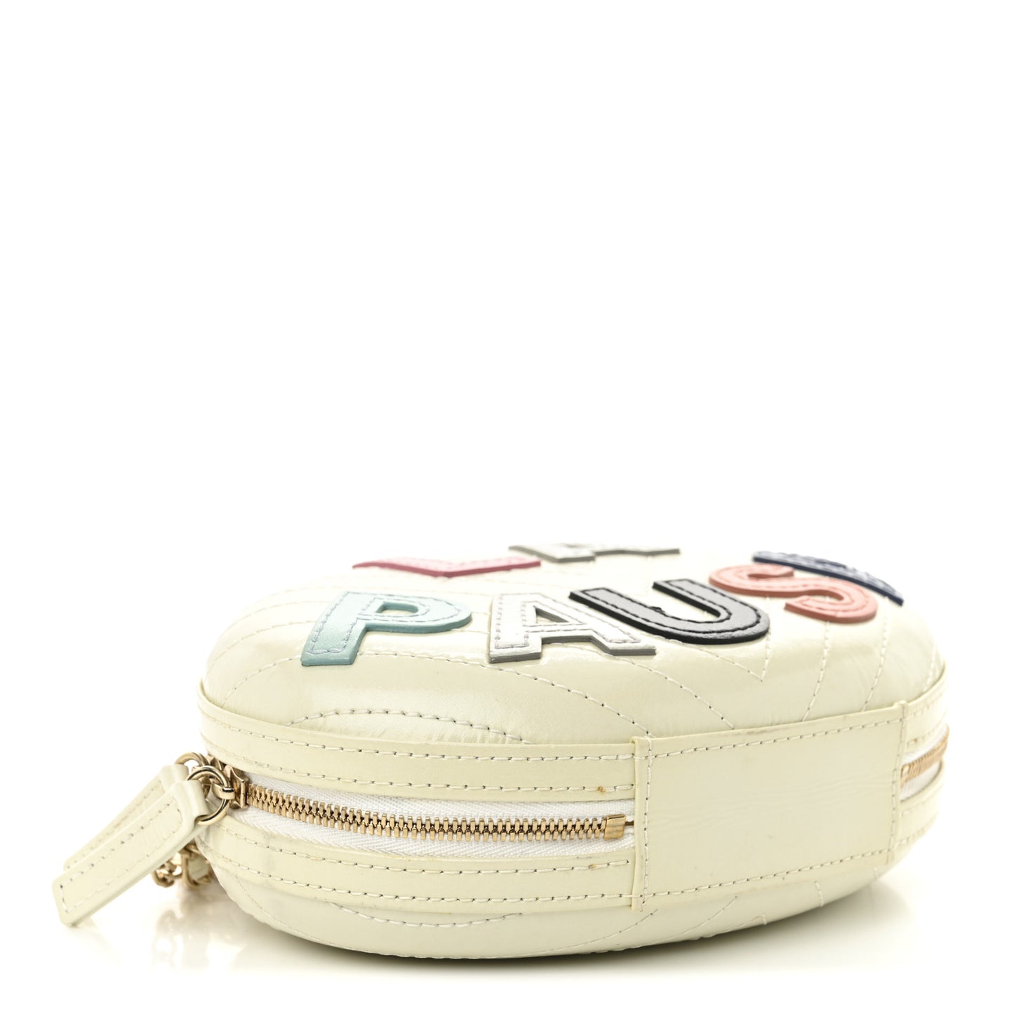 Embroidered Lambskin Chevron Quilted La Pausa Evening Bag White