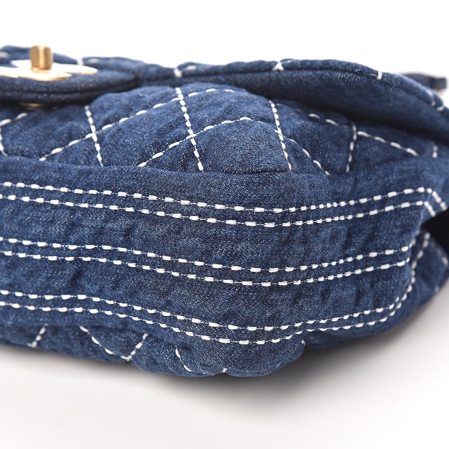 Denim Quilted Single Flap Blue