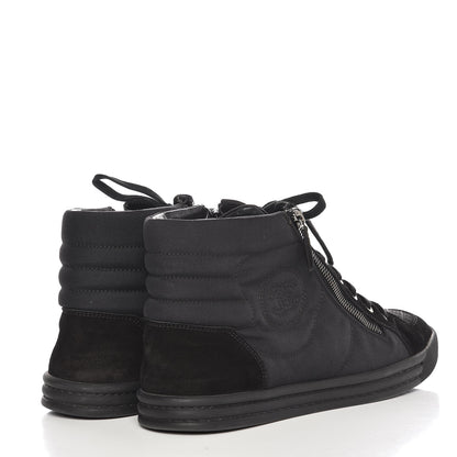 Chanel Canvas Suede Calfskin Zipped Sneakers 42 Black 4 of 10