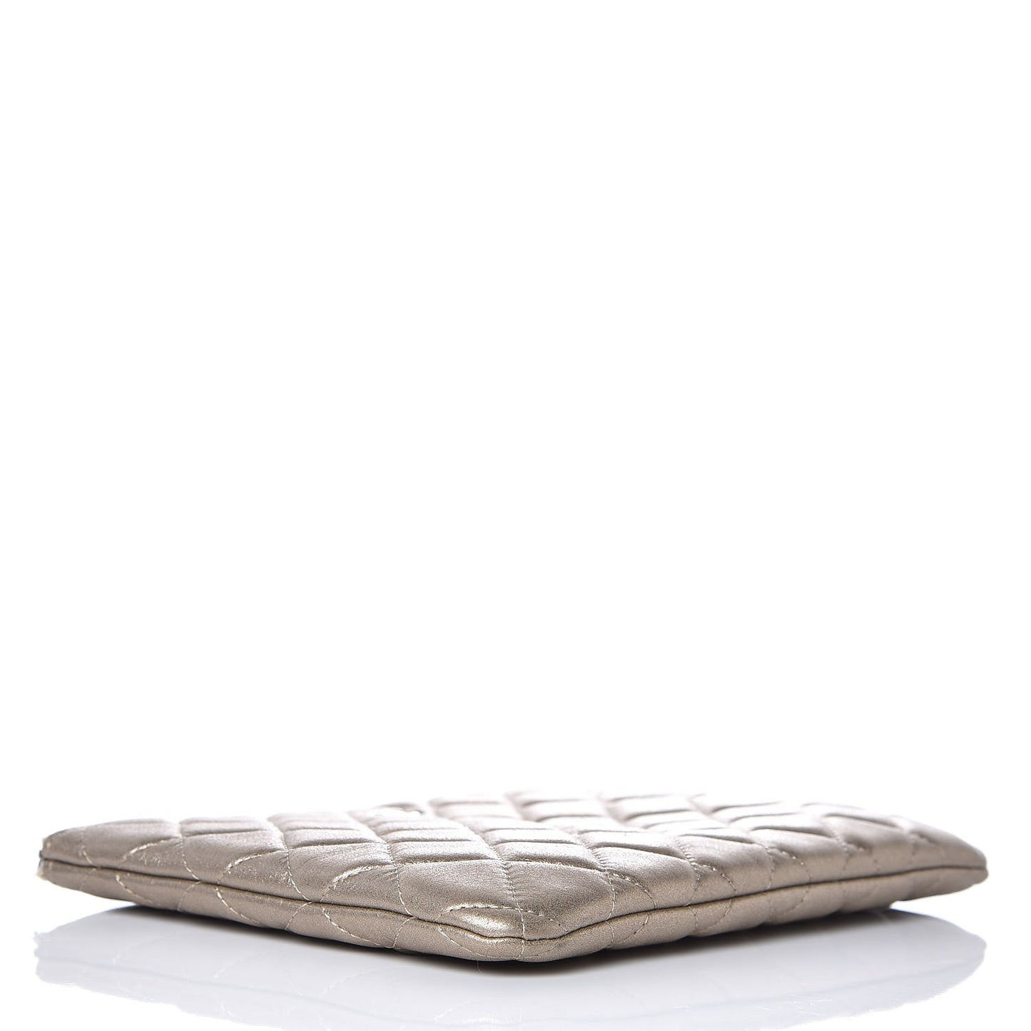 Metallic Lambskin Quilted Medium Cosmetic Case Gold