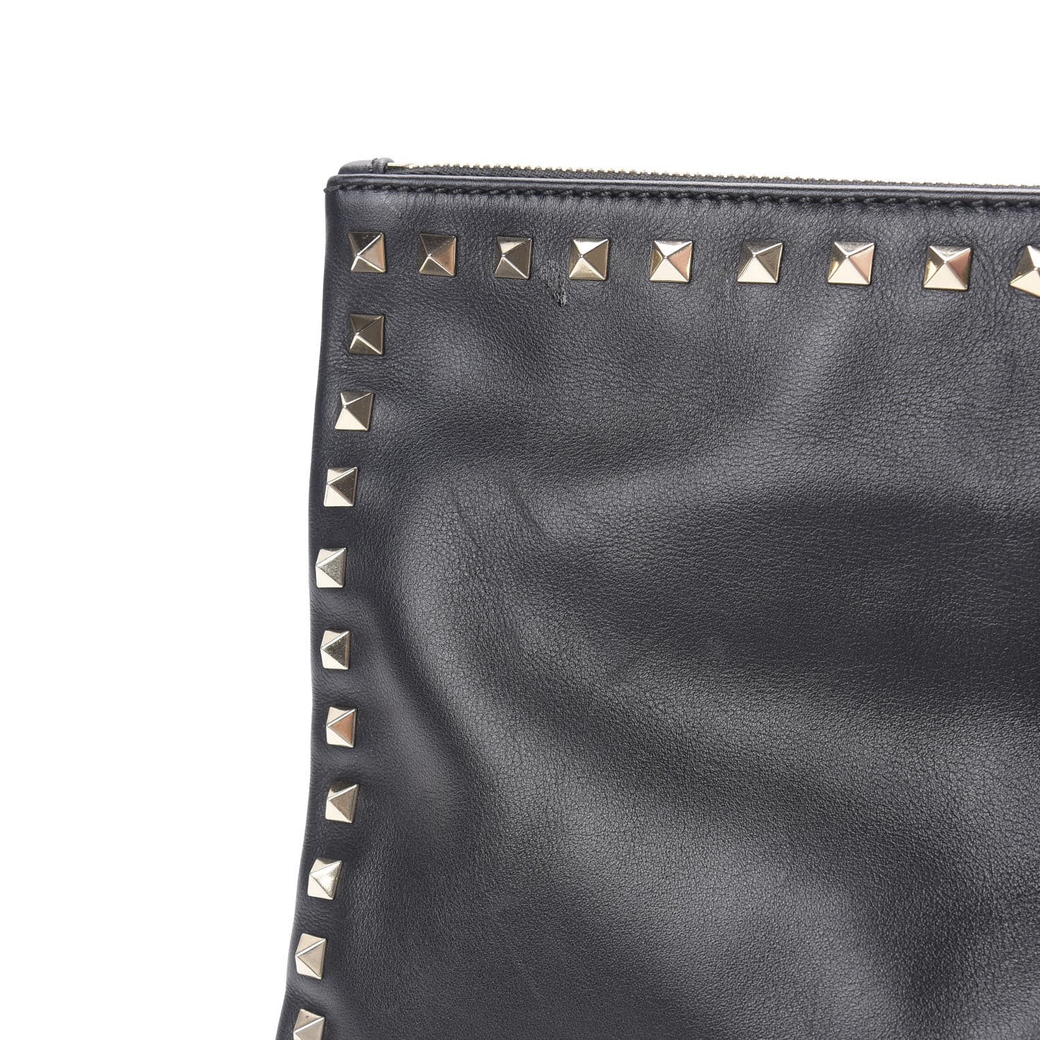 Valentino Garavani Vitello Large Rockstud Zip Wristlet Pouch Black 9 of 12