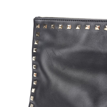 Valentino Garavani Vitello Large Rockstud Zip Wristlet Pouch Black 9 of 12